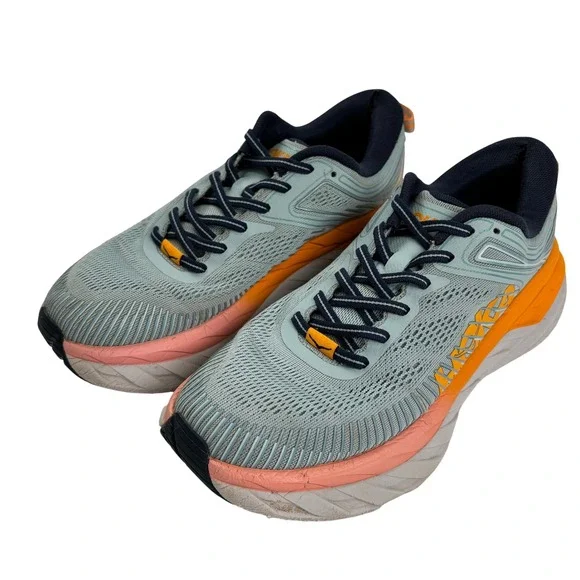 HOKA One One Bondi 7 Blue Haze Women's 8 Running Shoes Cushioned - Wear Noted - Picture 2 of 16